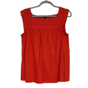Banana Republic Factory Womens Sleeveless Top Orange Small Eyelet Lace Boho